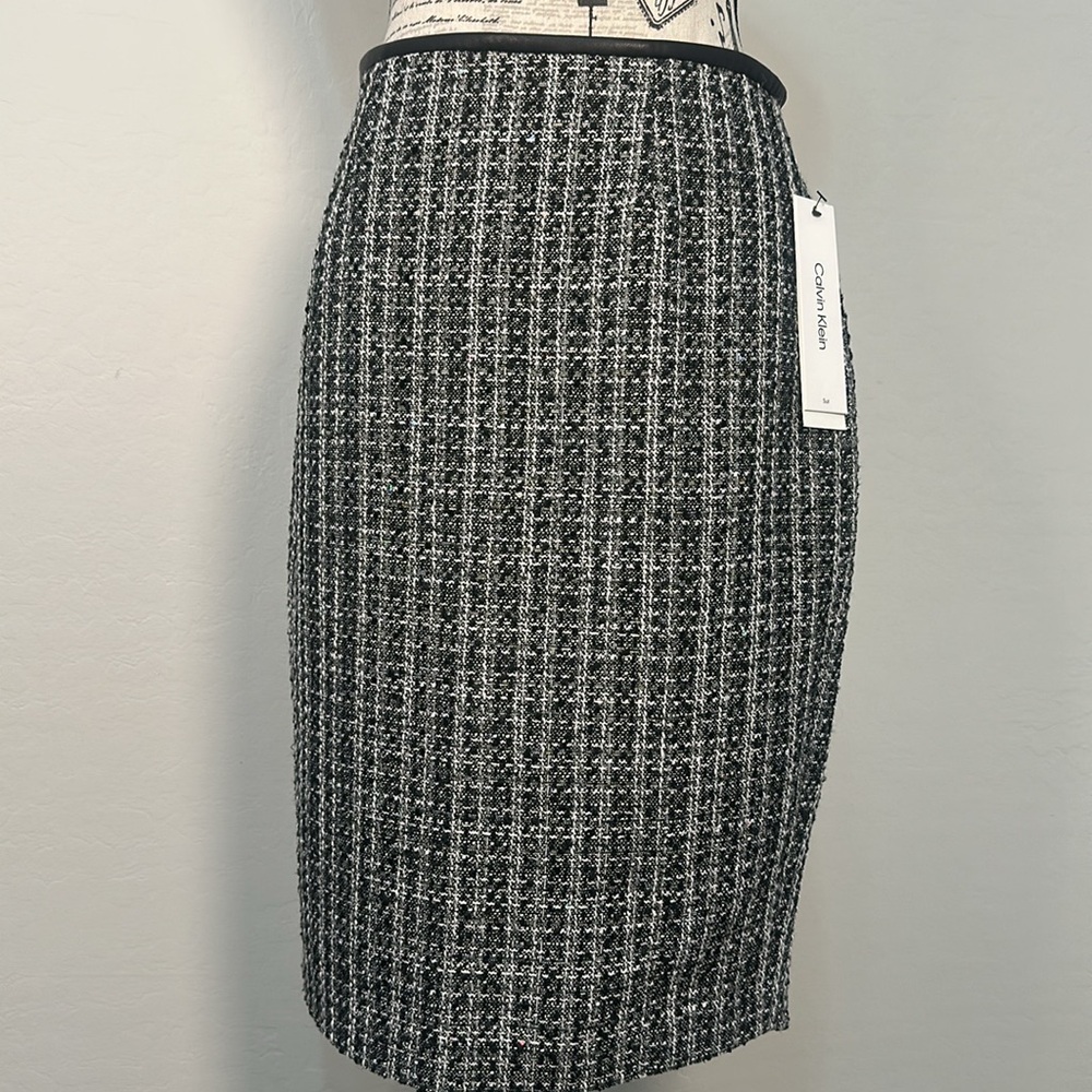 Calvin Klein Embellished Black Tweed Skirt